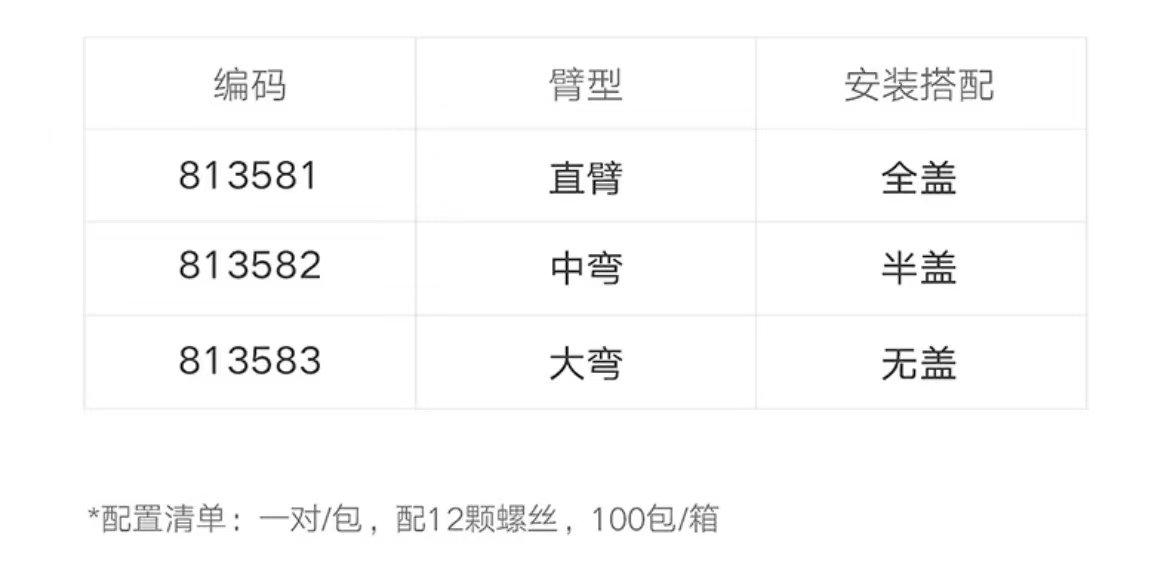 813583-H.N2.0系列.二段力阻尼铰链.105°固定式.大曲(无盖)